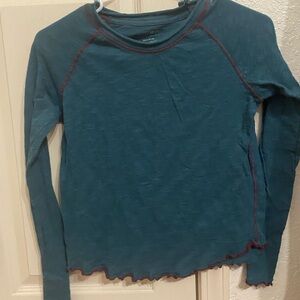 Natural  Life Teal Short Sleeve Athleisure Top with Mesh Detail - Small